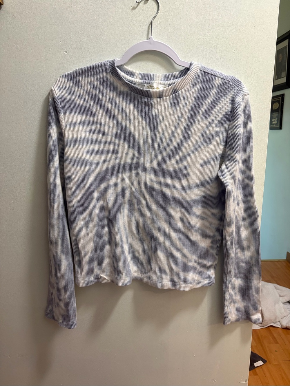 Tie-Dye Waffle Long Sleeve & matching pants - Blue & White